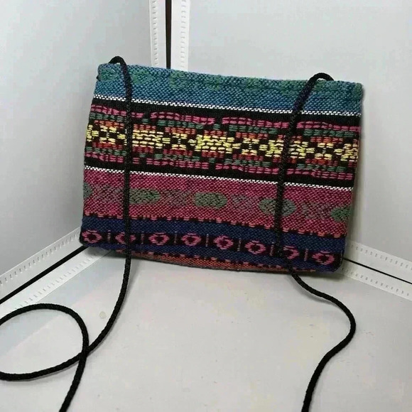 Handmade Embroidered Boho Retro Hippie Colorful Woven Crossbody Bag - Picture 1 of 5